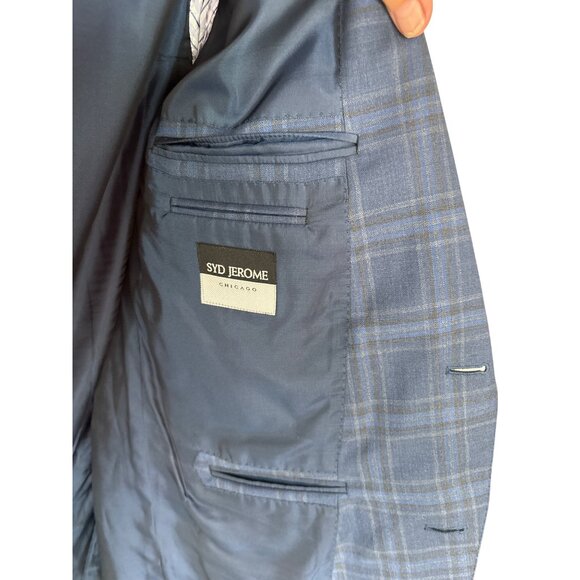 Ermenegildo Zegna Mens Blazer Size 56R/XXL Wool Lined Blue Black Plaid Looks New - Picture 10 of 15